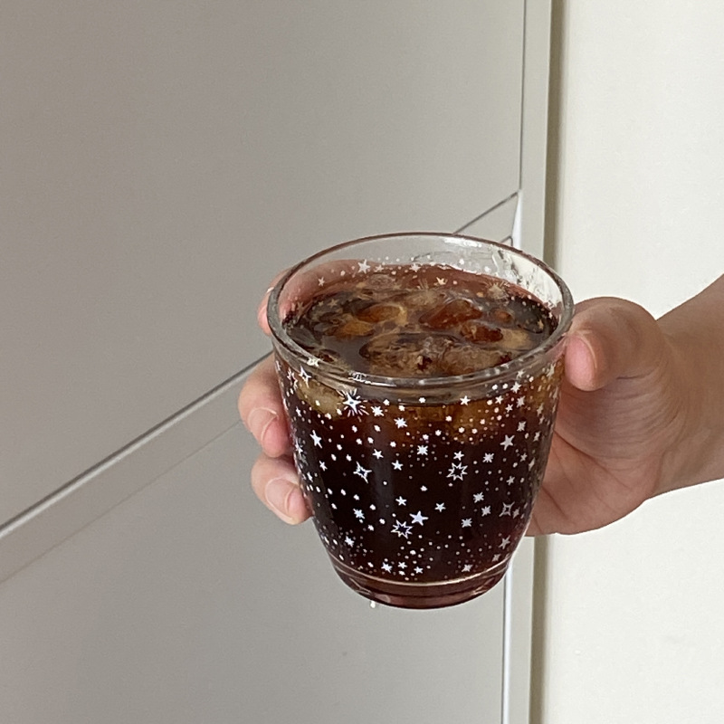 Korean cute, simple and retro star-shaped glass cups, niche Instagram personalized star-shaped coffee cups and breakfast cups, with a sense of luxury Specification drawing
