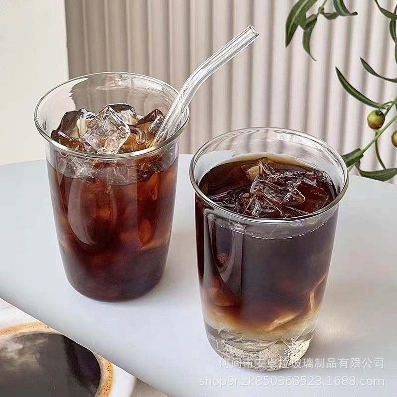 Customized iced Americano latte coffee cups, high borosilicate glass cups, high appearance level, homemade coffee shop's same style cold drink cups Specification drawing