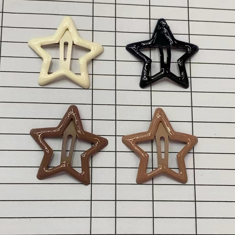 yk2 Star Hair Clip, Morandi color, black coffee, broken hair clip, side clip, high-end style, ins hair accessory, headwear, hair clip details Picture
