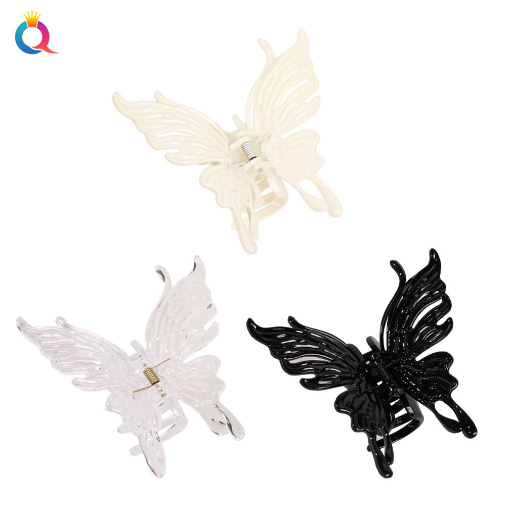 Qiyue Cross-border Butterfly Grabber, simple large hair clip, back head updo, shark clip, hair grabber, hair accessories wholesale Specification drawing