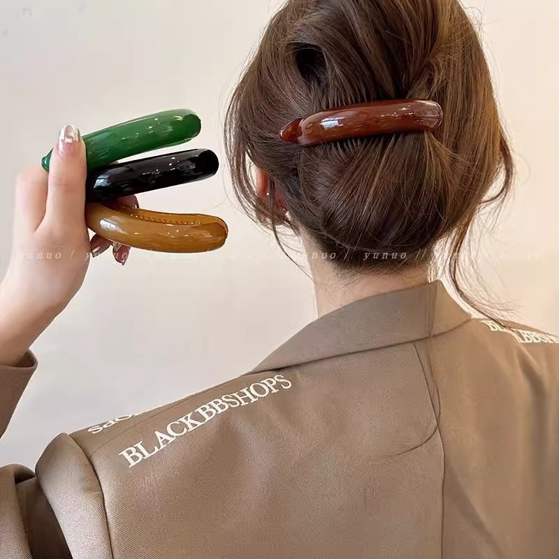 Macaron-colored Korean hairpin for women, high-end shark clip at the back of the head, high ponytail, blue hair buckle, 2025 new style details Picture