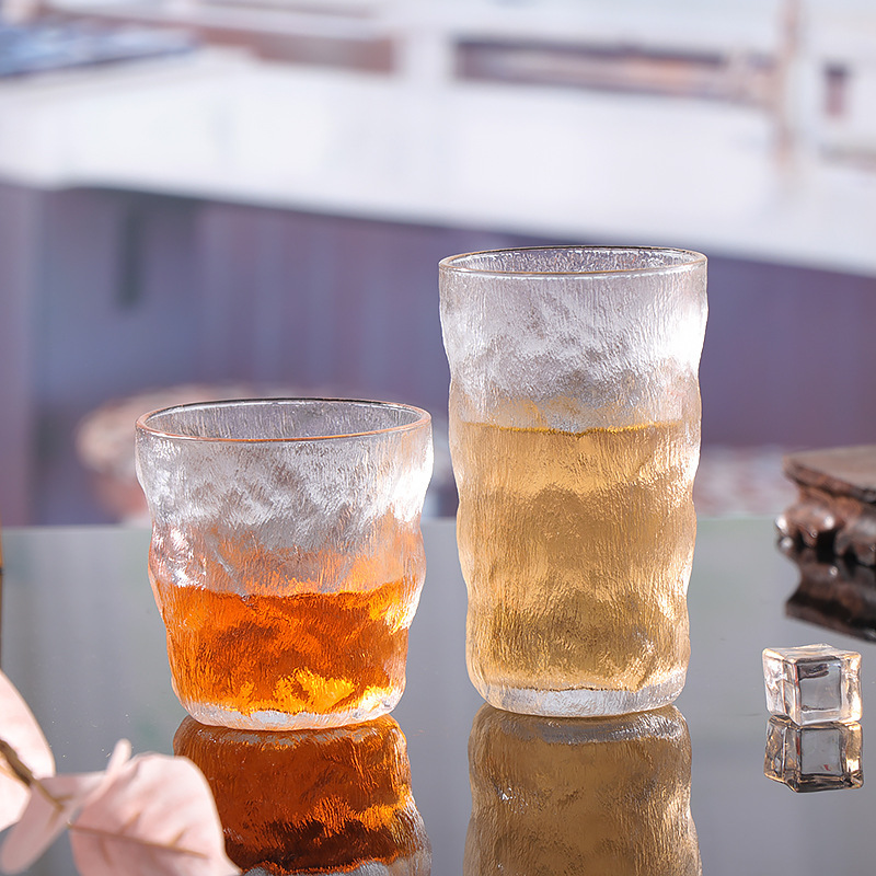 Glacier glass cups, household Japanese water cups, women's breakfast cups, Ins-style beer cups, juice coffee cups, tea brewing cups details Picture