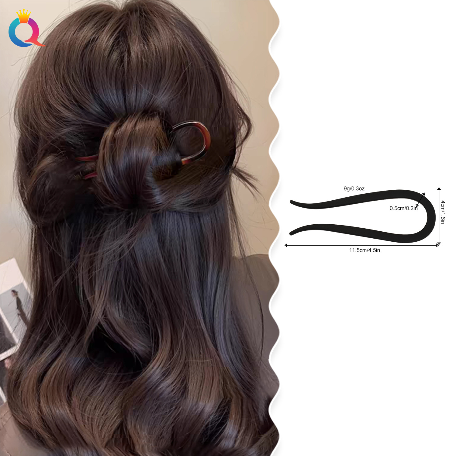 Qiyue PC High-end U-shaped hairpin, simple hairpin, women's bun bun hair accessory, sheep horn comb hair accessory wholesale Application Scenario