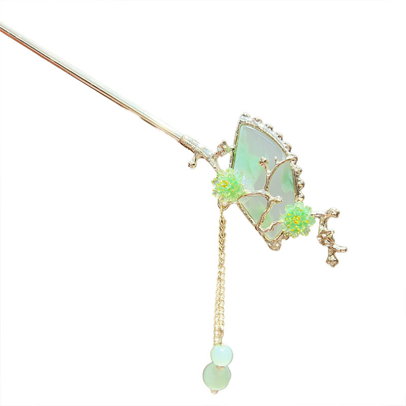 Ancient-style hairpins, new Chinese-style hairpins, simple, modern and high-end Hanfu hair accessories, fan-shaped coiled hair hairpins, hairpins for children Item Picture