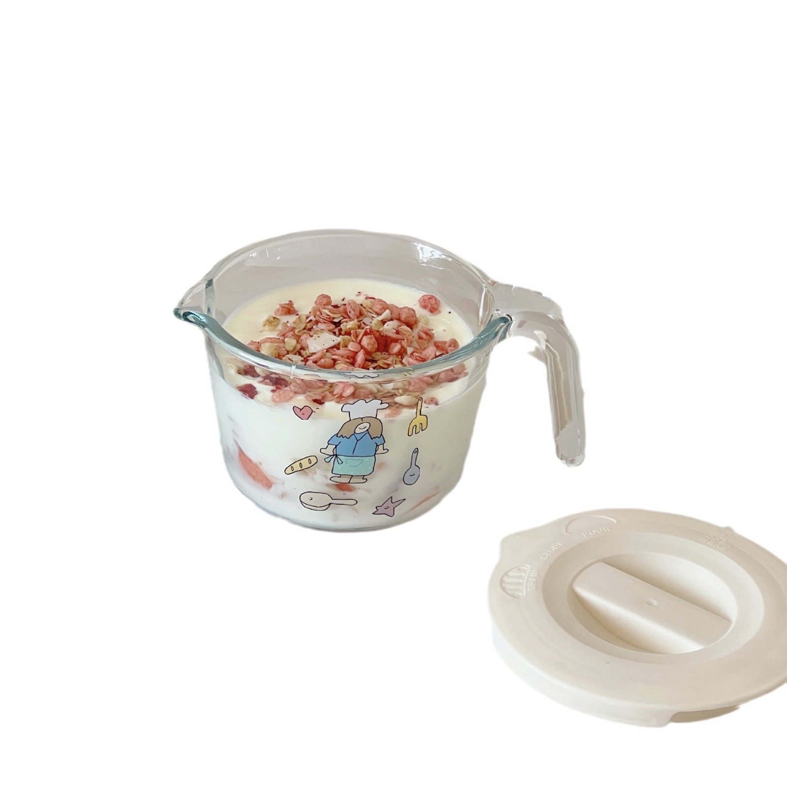 Boli Cute Girl Heart InS-style glass measuring cup baking utensils, home cute measuring cup Item Picture