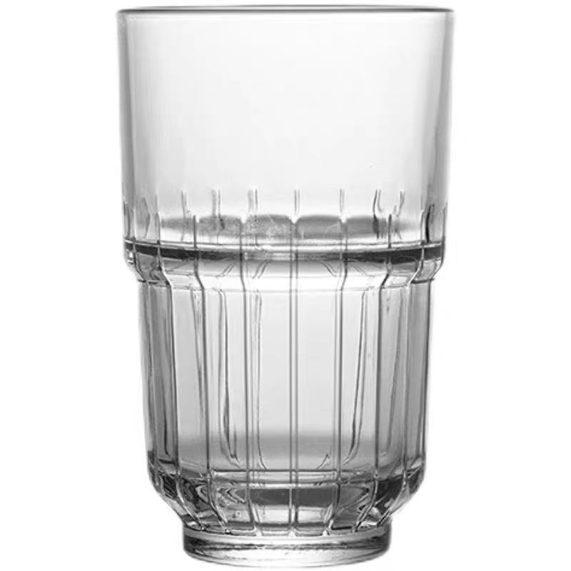 American latte coffee cup, retro striped stackable glass cup, beverage juice beer mug, milk tea brewing cup Item Picture