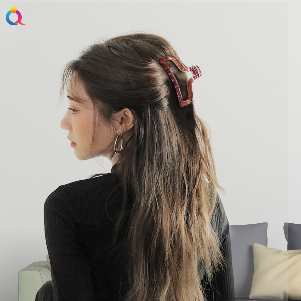 Qiyue Heart-shaped Transparent Large Grab Clip, Bath bun Hair clip, back of the head Grab clip, Korean elegant style clip details Picture