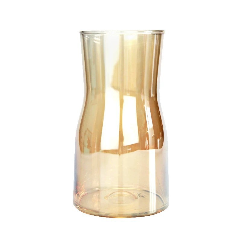 Simple and gradually changing color transparent glass small vase, water-growing flower arrangement decorative item, Ins-style electroplated vase Item Picture