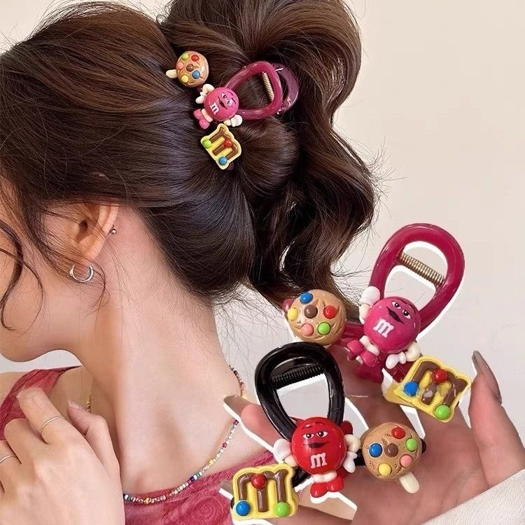 New cute cartoon high-end style hairpin at the back of the head with a shark clip, a sweet and trendy mid-sized half hairpin full figure