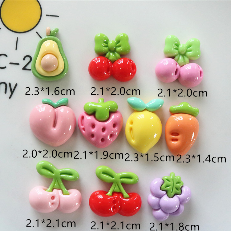 Shiny strawberry avocado fruit cream glue diy small accessories, hair accessories, headwear, hair clips, resin small accessories Specification drawing