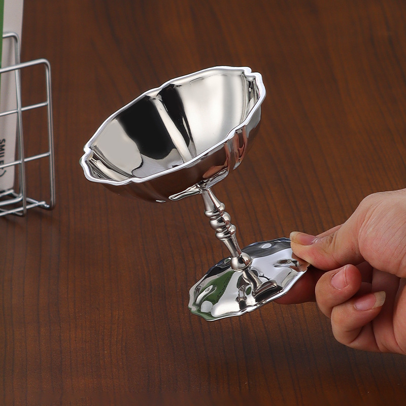 304 stainless steel ice cream cup, highball cup, pudding dessert cup, cocktail cup, smoothie, light luxury lotus ice cream cup Specification drawing