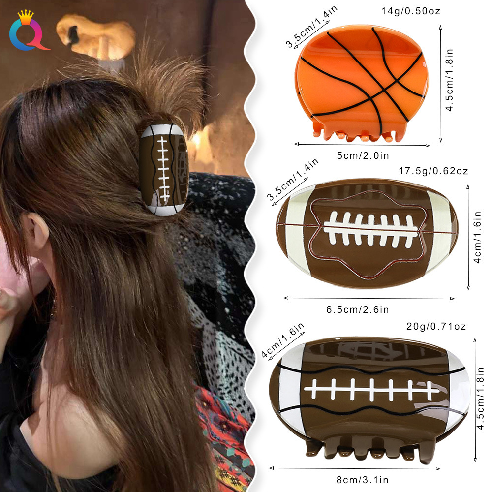 Qiyue Cross-border Simulation ball style hair clips, women's acrylic large grabber, high-end style hair grabber, shark clip hair accessories wholesale details Picture