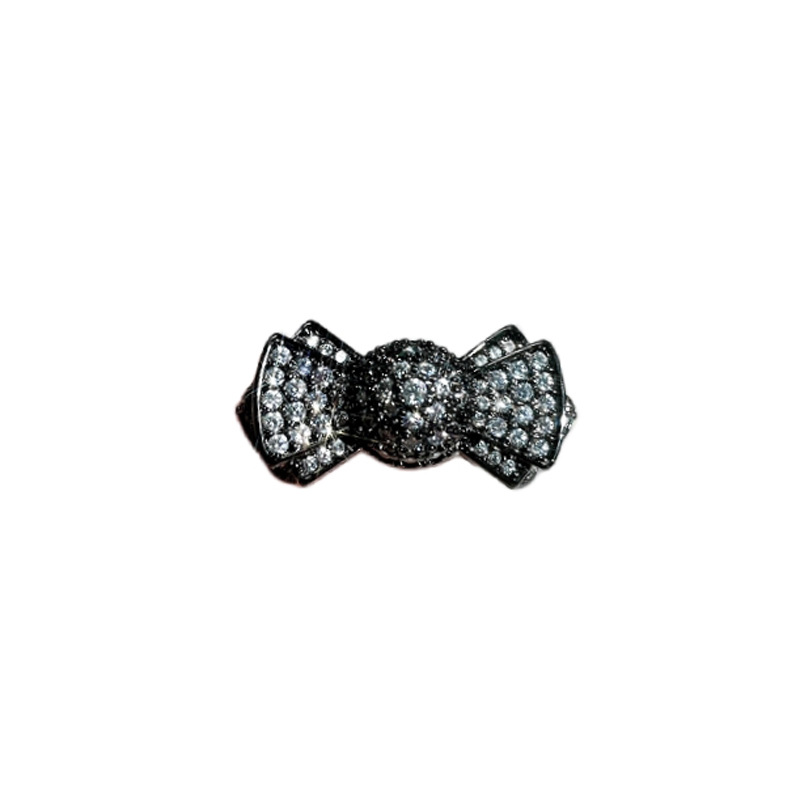 European and American punk retro dark star-shaped opening ring bow, a niche full-diamond light luxury and cool style index finger ring Item Picture