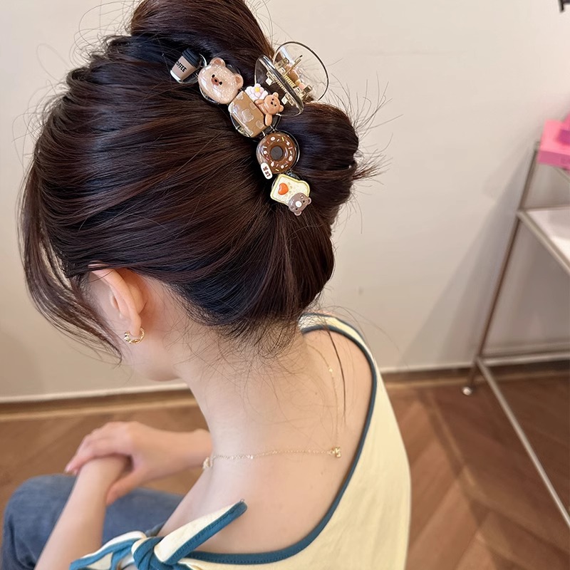 Cartoon food toys, cookies, hairpins, accessories, cute bear grabbers wholesale, back head hairpins, high-end look, internet-famous shark Specification drawing