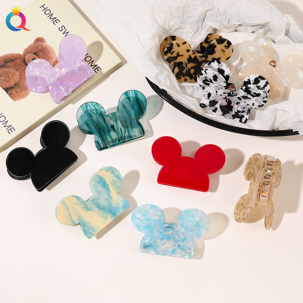 Qiyue Cross-border Acrylic Cartoon Mickey Hair clips, fashionable back head updo hair clips, shark clips, hair accessories wholesale full figure