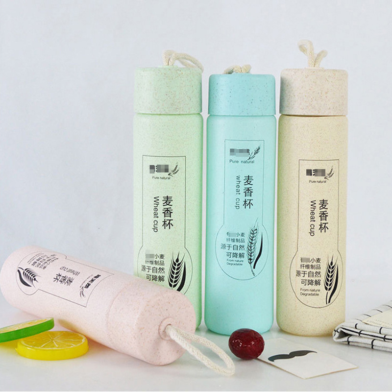 Wholesale of creative wheat straw glass wheat fragrance cups, genuine household logo printed straight cups, and glass water cups details Picture