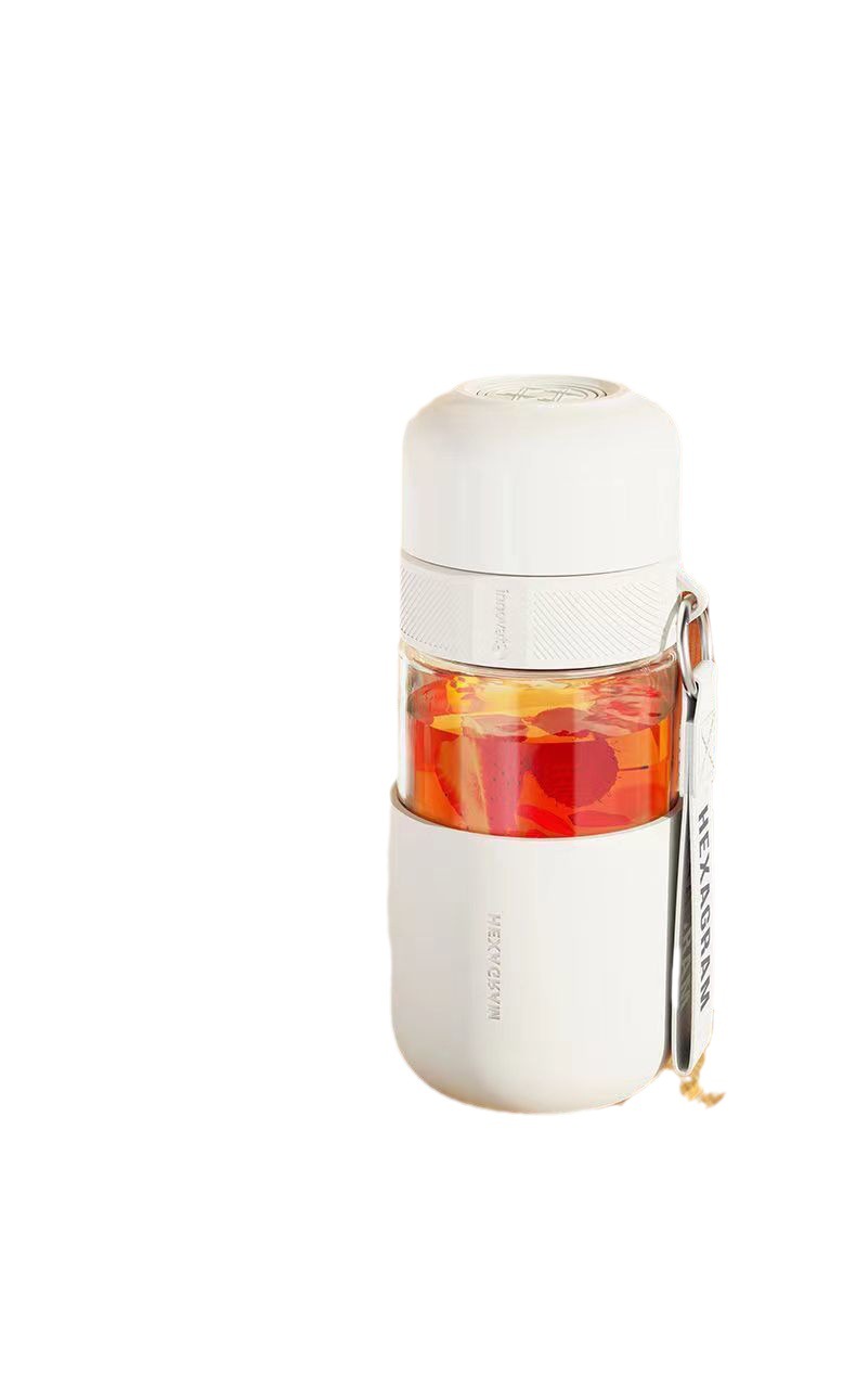 Flower tea one-click quick-opening high borosilicate tea cup, portable coffee cup, girls' tea-water separation cup, anti-drop, heat-resistant and portable Item Picture