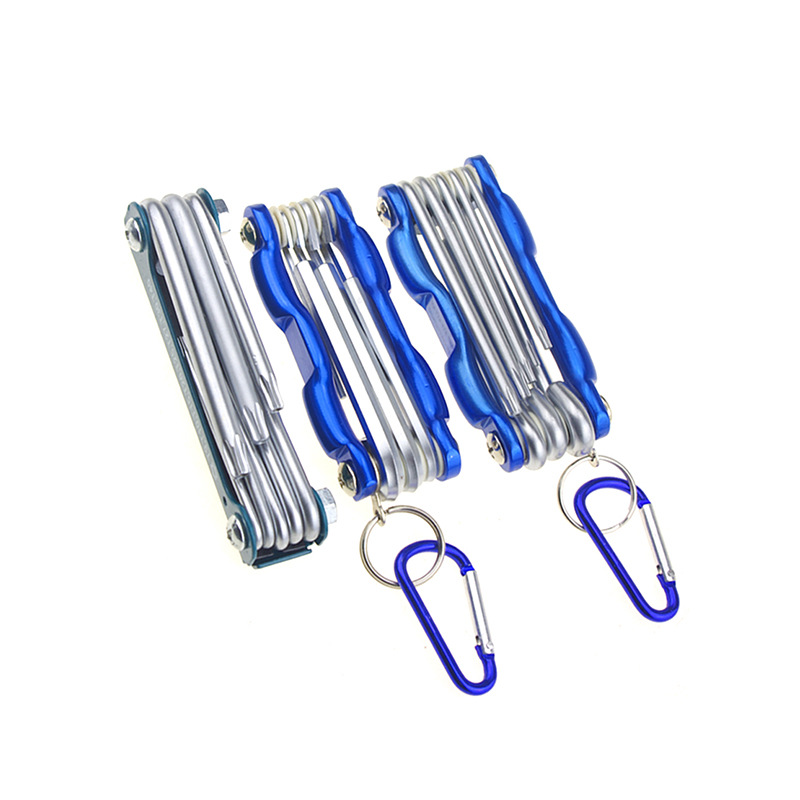 Aluminum rod star Allen wrench set, folding wrench, bicycle repair, outdoor equipment Item Picture