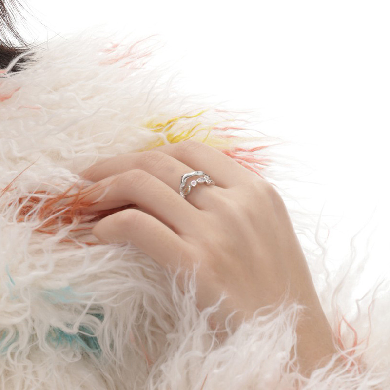 Sweet and cool style colored zircon double-layer open ring, ins, cold style, light luxury, high-end, elegant and fashionable food ring Application Scenario
