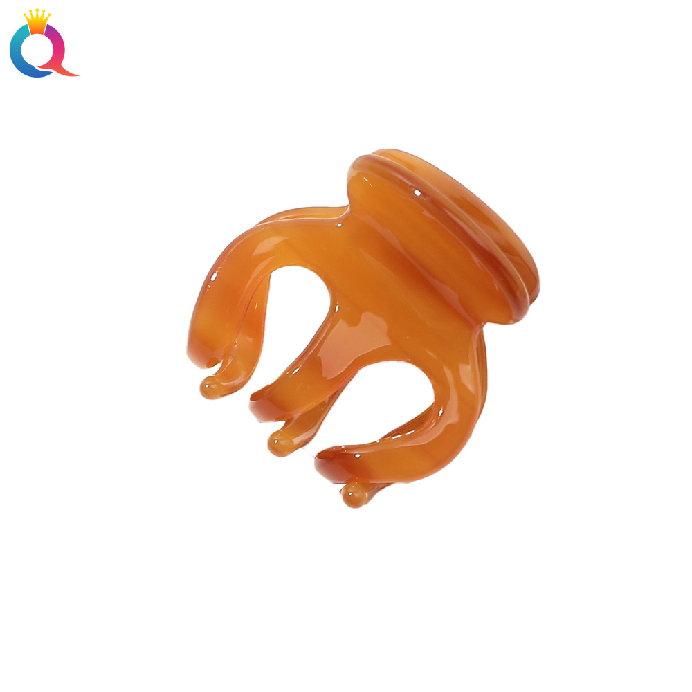 Qiyue Amazon Cross-border Acetic Acid 3cm small pumpkin grab clip, small ponytail tie, shark clip, hair clip and headwear wholesale Item Picture