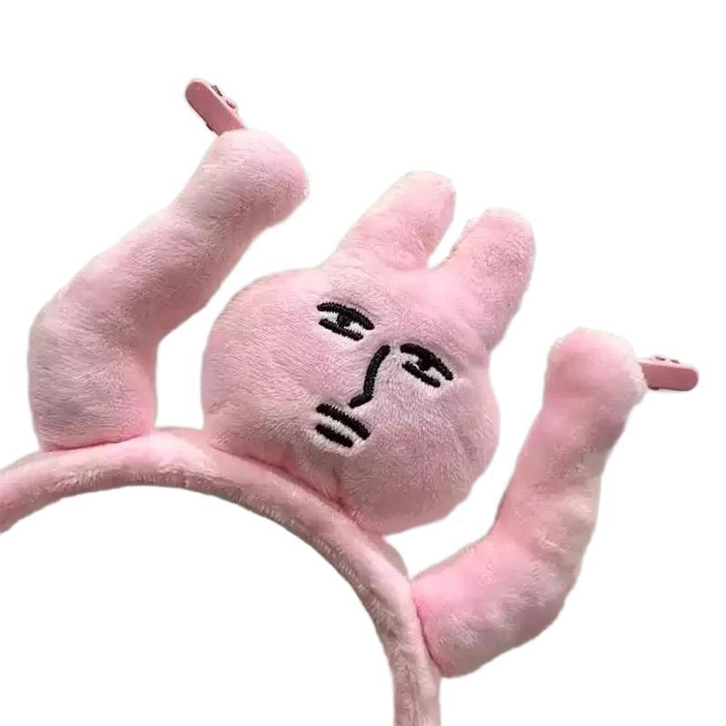 The pink rabbit funny headband is a fun headwear for girls in 2025. It's a bestseller for washing your face, grabbing bangs and pulling your hair Item Picture
