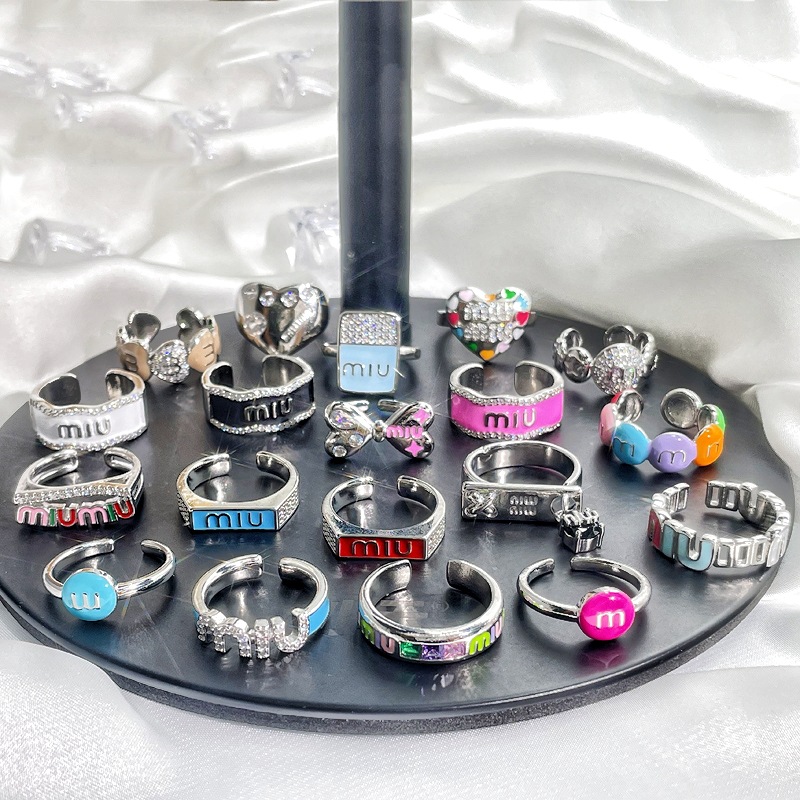 The niche design of the "Miao Letter Open Ring" with colorful glaze drops, dopamine, sweet and cool, cold style, high-end and versatile ring full figure