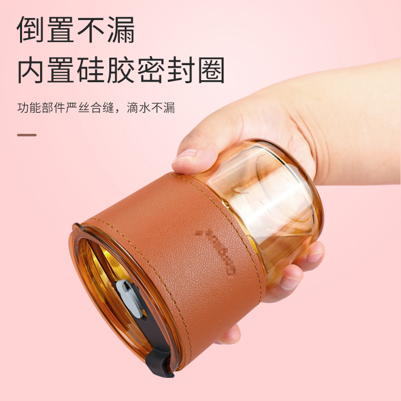 Wholesale of 400ml double-drinking cups for office and household use, featuring vertical bamboo joint cups with cup sleeves and striped glass Application Scenario
