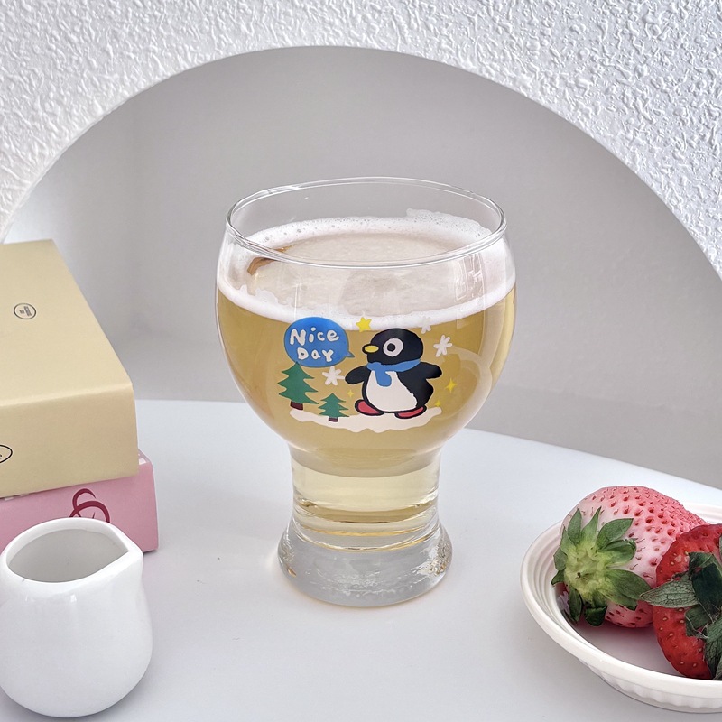 High appearance level Internet celebrity cup beer mug, home glass cup, penguin home craft beer, personalized and creative wine glass, wheat details Picture