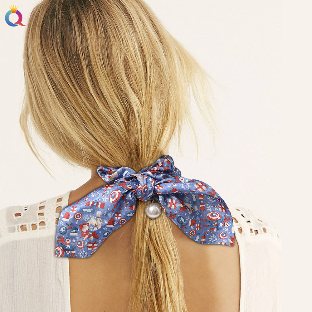 Qiyue Christmas Ribbon, Large Intestine Hair Band, Pearl Large Intestine Hair Band, Rabbit Ear Hair Accessory Section, sample making supported Specification drawing