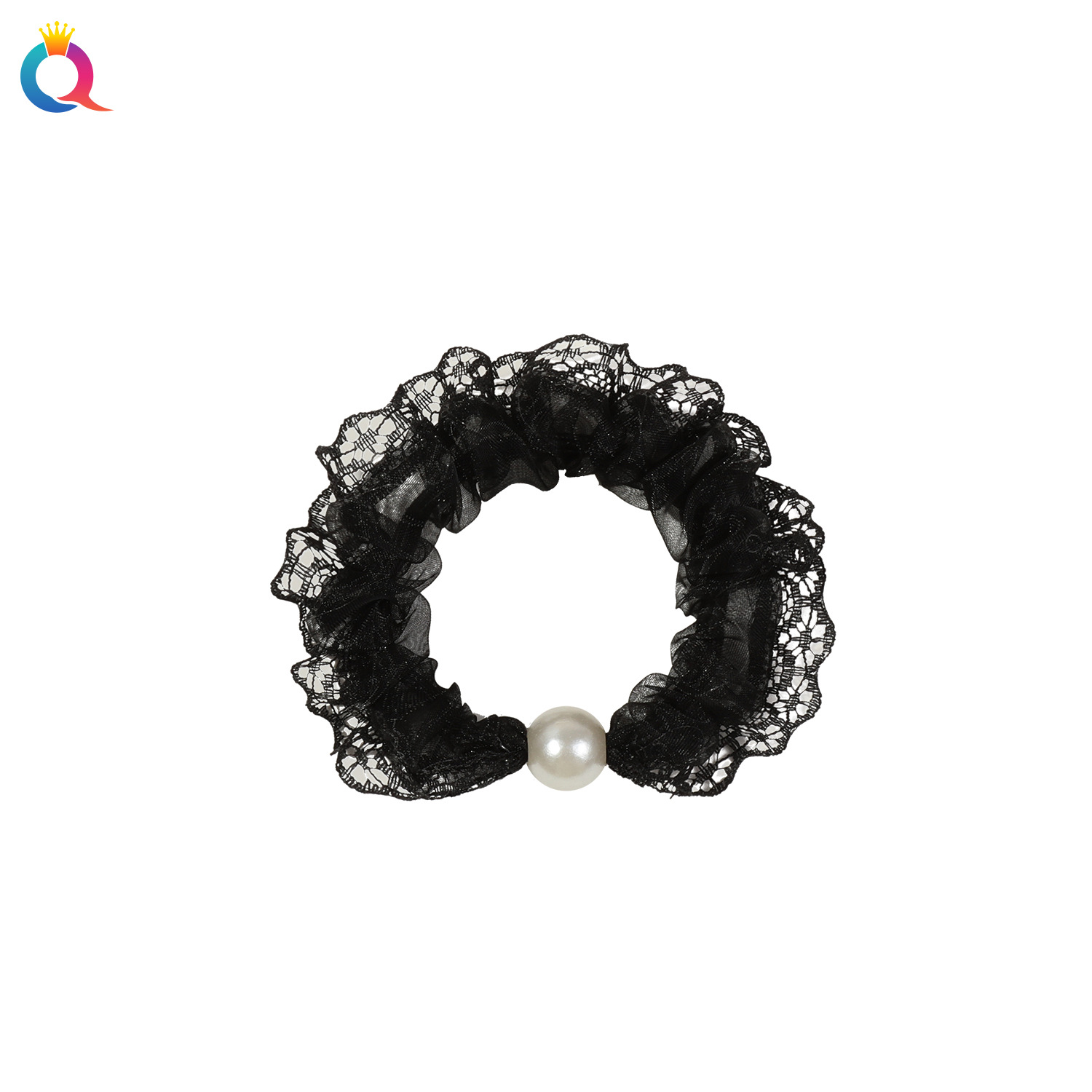 Wholesale of Qiyue's new lace mesh colored hair tie for women, simple and non-damaging hair tie, rhinocereal large intestine hair band headwear Item Picture