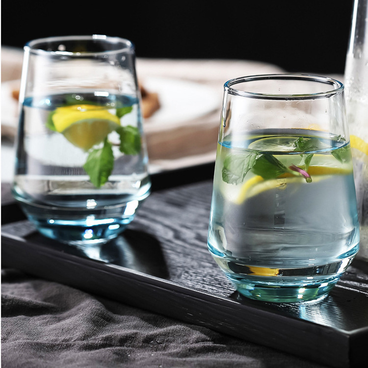 Wholesale of green apple glass water cups, juice cups, beverage cups, water cups, tea cups, beer mugs and glass cups with logo printing full figure
