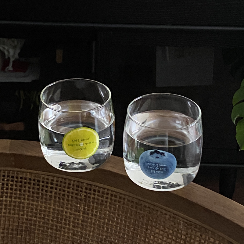Korean ins natural style blueberry fruit glass cup, high borosilicate high-temperature resistant milk cup, simple and artistic breakfast cup Application Scenario