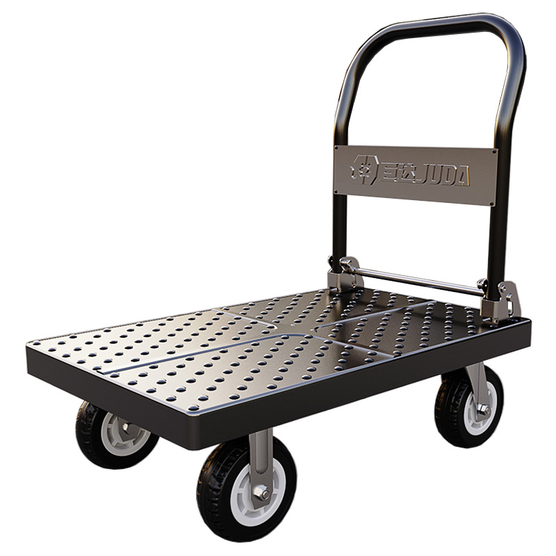 Juda small trolley, steel plate trolley, cargo handling trolley, foldable flat small trolley, portable handcart, hand trailer Item Picture