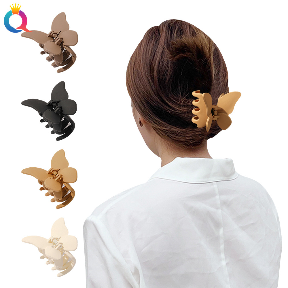Wholesale of Qiyue Cross-border Amazon frosted butterfly hair clips, back head curls, shark clips and high ponytail clips details Picture