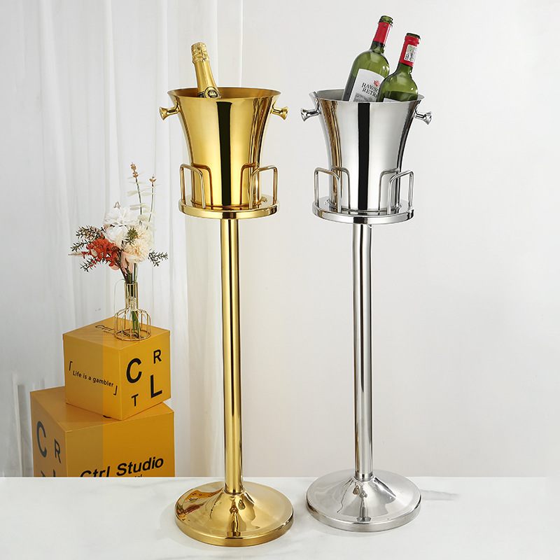 European-style stainless steel ice bucket champagne wine set, bar KTV high-legged red wine rack, creative Western cuisine high-end ice red wine bucket Application Scenario
