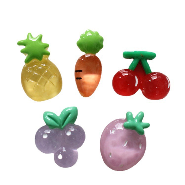 Transparent fruit resin accessories, cherry and strawberry diy hair accessories, hair clip materials, children's rings, handcrafted materials Item Picture