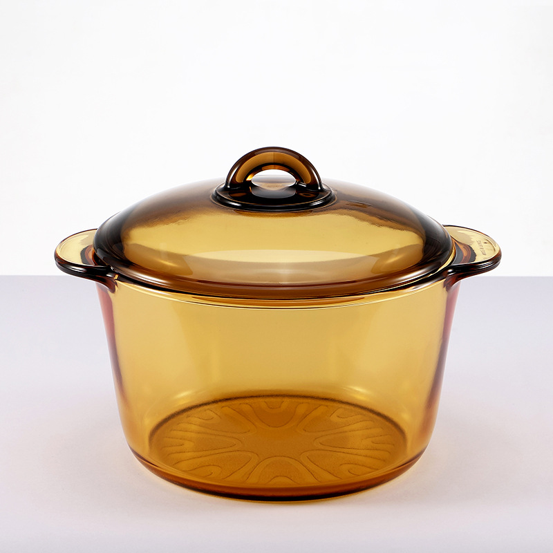 European classic amber pot, hot pot, tempered glass, straight hot pot, microwave oven, available in single gift box packaging Application Scenario