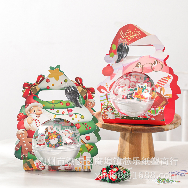 Christmas cake box, hand-held peace fruit mousse ball packaging box, popular transparent snack chocolate baking box details Picture