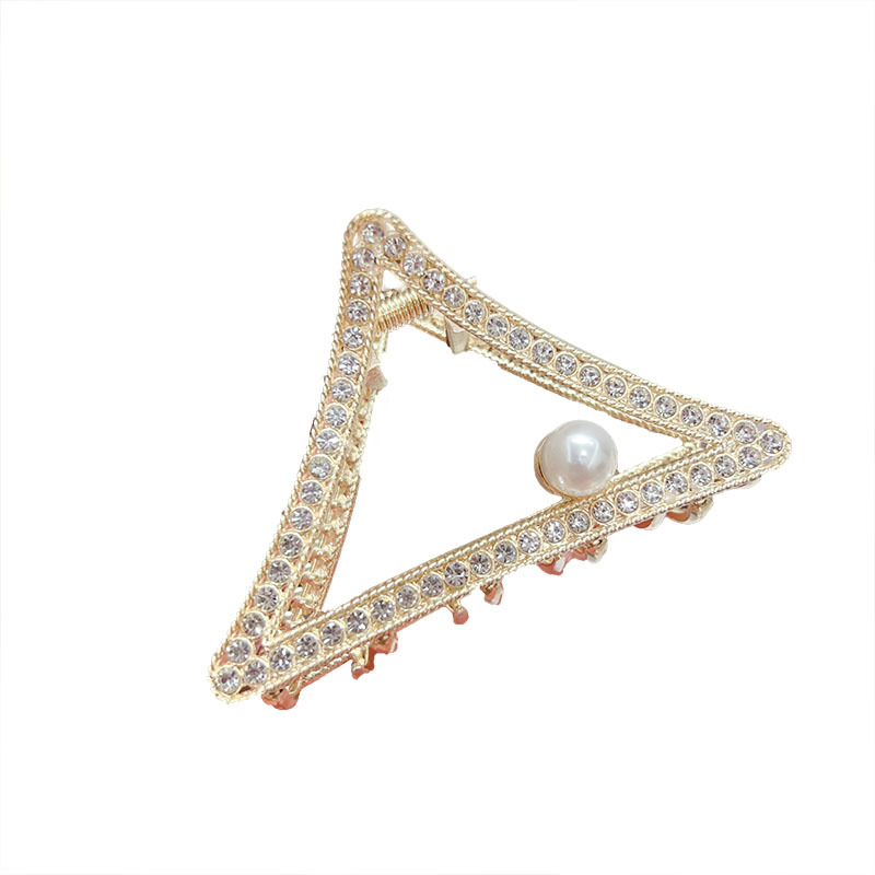 Geometric hairpins, simple alloy gripper, full diamond jewelry, shark clip, exquisite hair accessory, simple and light luxury matching, hairpin for women Item Picture