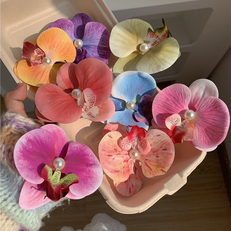 Early spring accessories: Phalaenopsis hair clip with a high-end feel, French flower side clip, women's seaside vacation hair accessory and headwear full figure