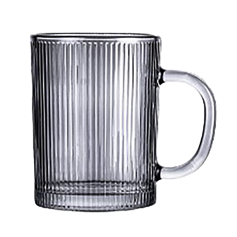 American striped glass handle cup set, drinking cup with handle, tea cup, living room home, vertical pattern cup, simple water bottle Item Picture