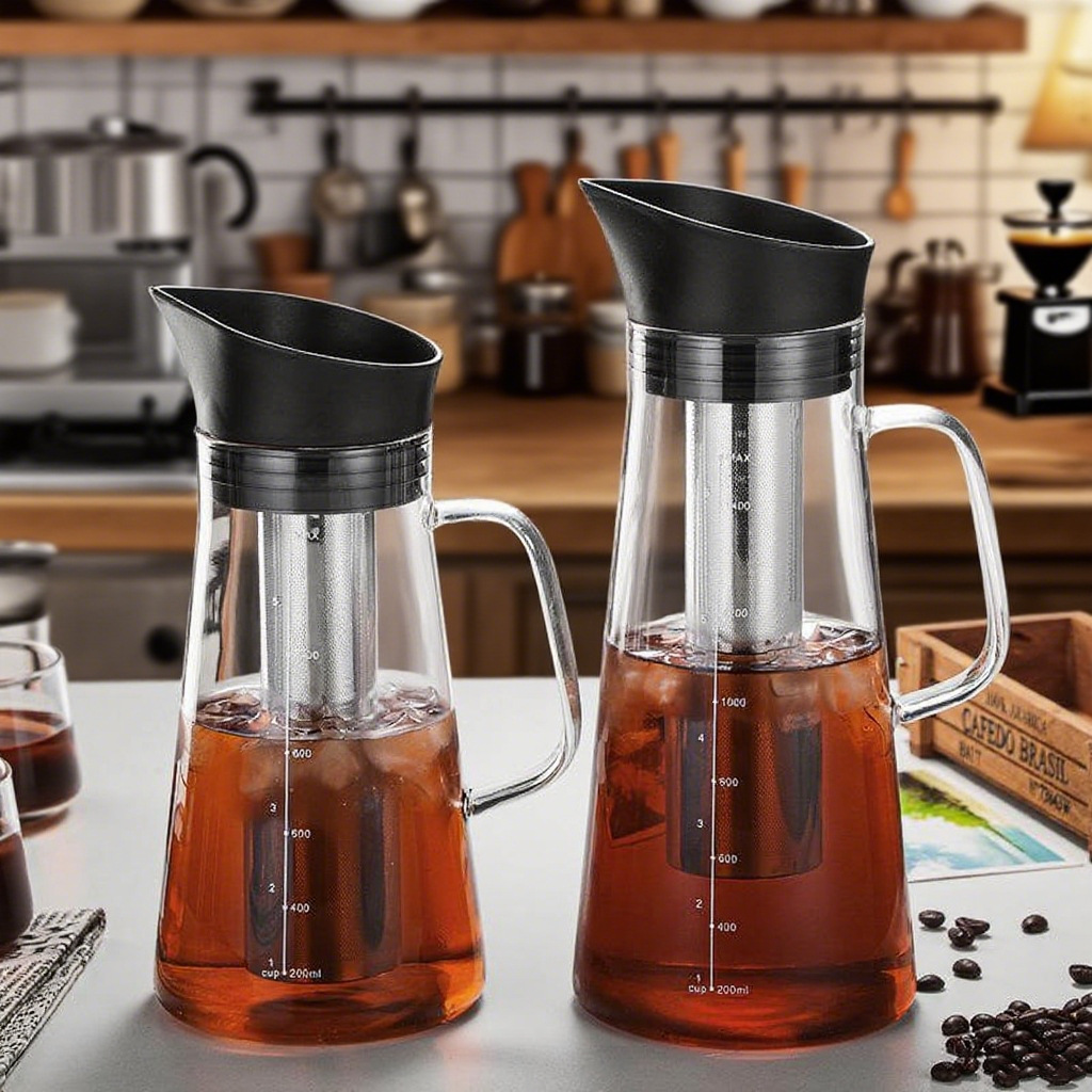 High borosilicate glass cold brew pot, household large-capacity coffee pot, filter extraction teapot, brewing utensils, cold brew bottle full figure