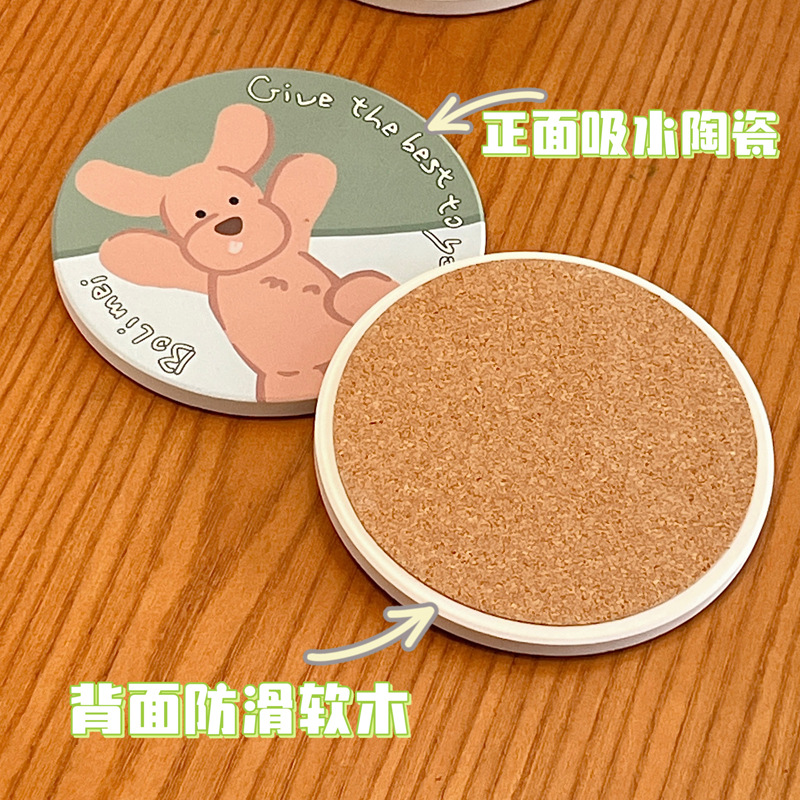 Bolimei's fresh and clean InS-style heat-resistant coasters, ceramic coasters, cartoon puppy heat insulation pads, and girlish coasters details Picture