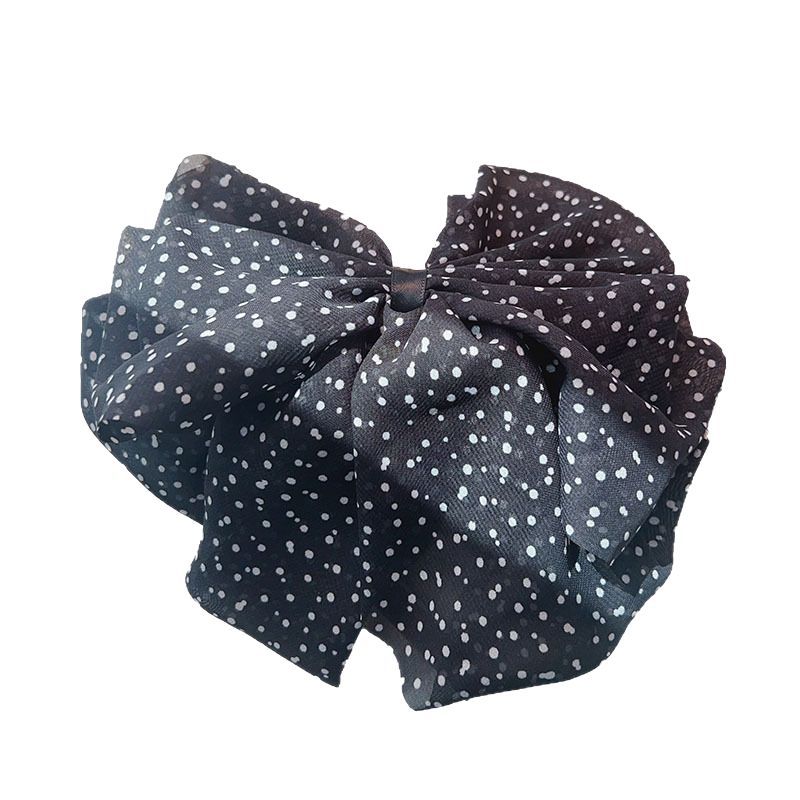 New polka dot bow clip, sweet and girlish style hair bun, back of the head hair clip, creamy and sweet girl style hair accessory Item Picture