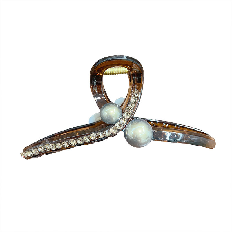 High-end pearl rhinocones, large scratch-shaped hair clips, feminine and fashionable, new hairpin for the back of the head, with plenty of hair and shark clips Item Picture