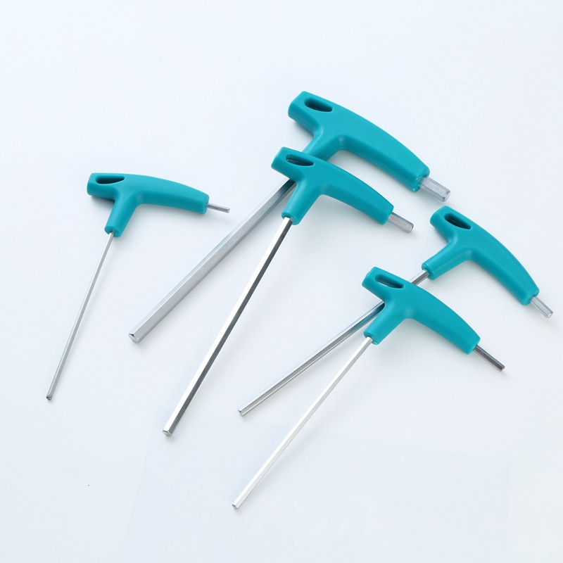 T-shaped hex socket wrench, walking stick, T-shaped hex socket wrench, plastic handle, flat head, hexagonal socket wrench, L-shaped 7-shaped wrench Specification drawing