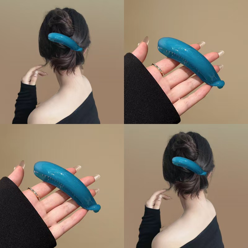 Macaron-colored Korean hairpin for women, high-end shark clip at the back of the head, high ponytail, blue hair buckle, 2025 new style full figure