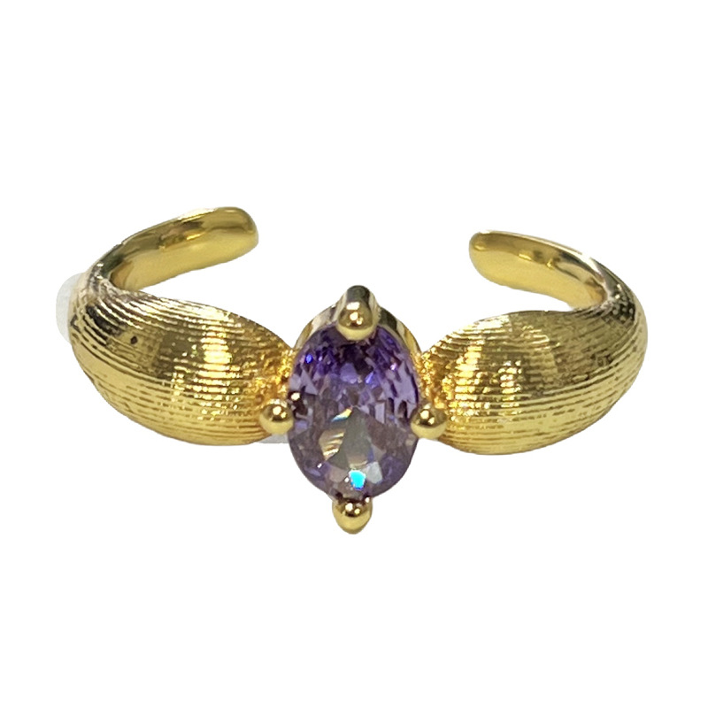 A new Chinese-style imperial brushed purple diamond open ring on Xiaohongshu, a sweet and cool, light luxury and trendy tail ring for women with dot diamond tassels Item Picture