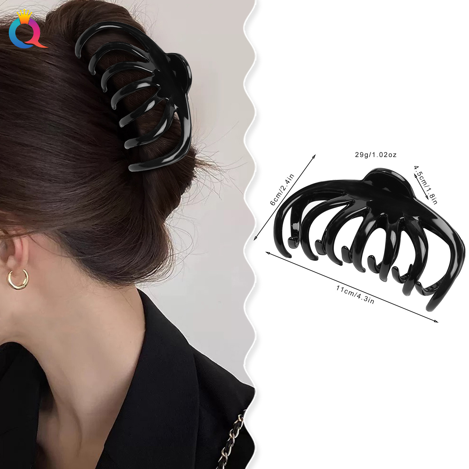 Qiyue Cross-border PC Watermelon Hair Clips, Fashionable updo Hair Grabbers, Back head Grabbers, Shark clips, Yiwu Accessories wholesale details Picture