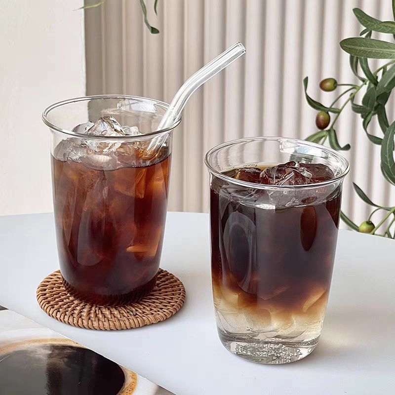 Simple household high borosilicate glass coffee cup, cold drink cup, large-capacity breakfast milk and juice water cup, transparent water cup details Picture